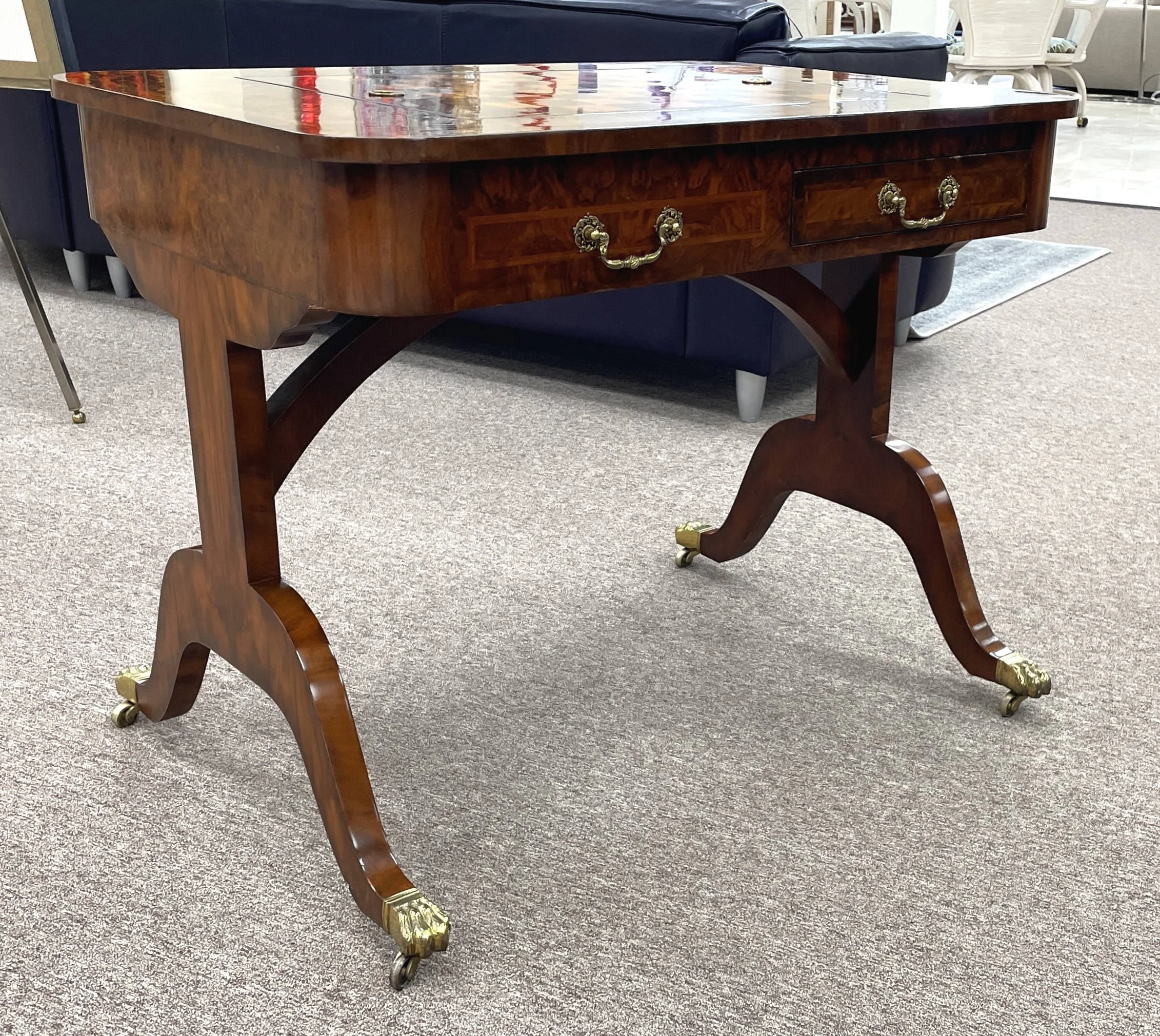 Encore Furniture Gallery-Maitland Smith Mahogany Game Table with 2